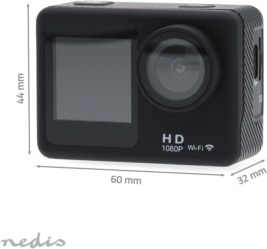 Nedis Action Cam - 1080p@30fps - 12 MPixel - Wasserdicht bis: 30.0 m - 70 min - Wi-Fi - App erhältli