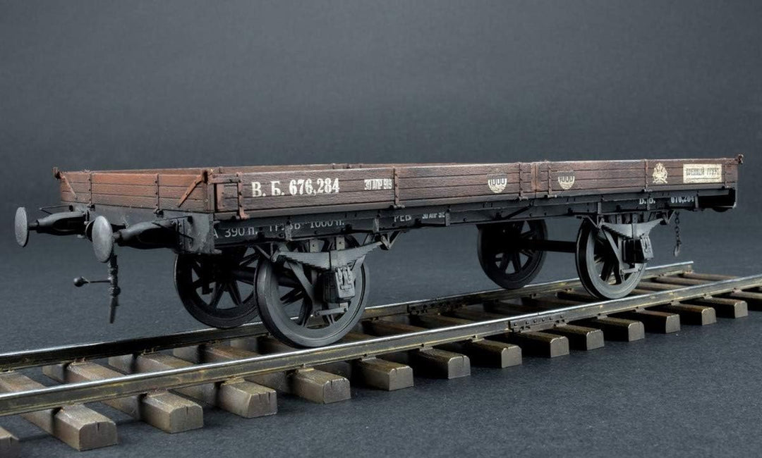 Mini Art 39004 1:35 Flachbett-Waggon 16,5t ungebremst - originalgetreue Nachbildung, Modellbau, Plas