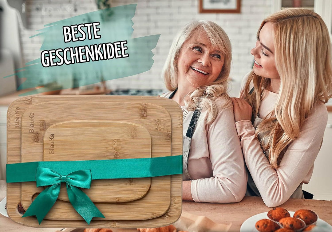 Schneidebrett Set aus Holz – Schneidebretter 3er Set aus Bambus – Holzbrett für die Küche, Brotbrett
