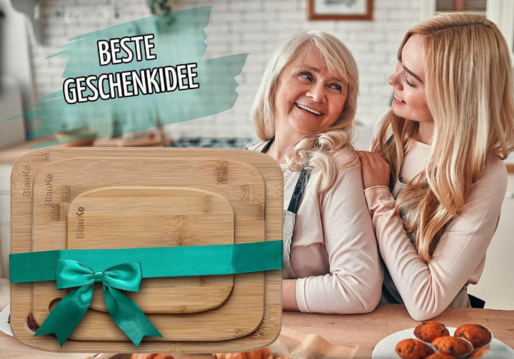 Schneidebrett Set aus Holz – Schneidebretter 3er Set aus Bambus – Holzbrett für die Küche, Brotbrett