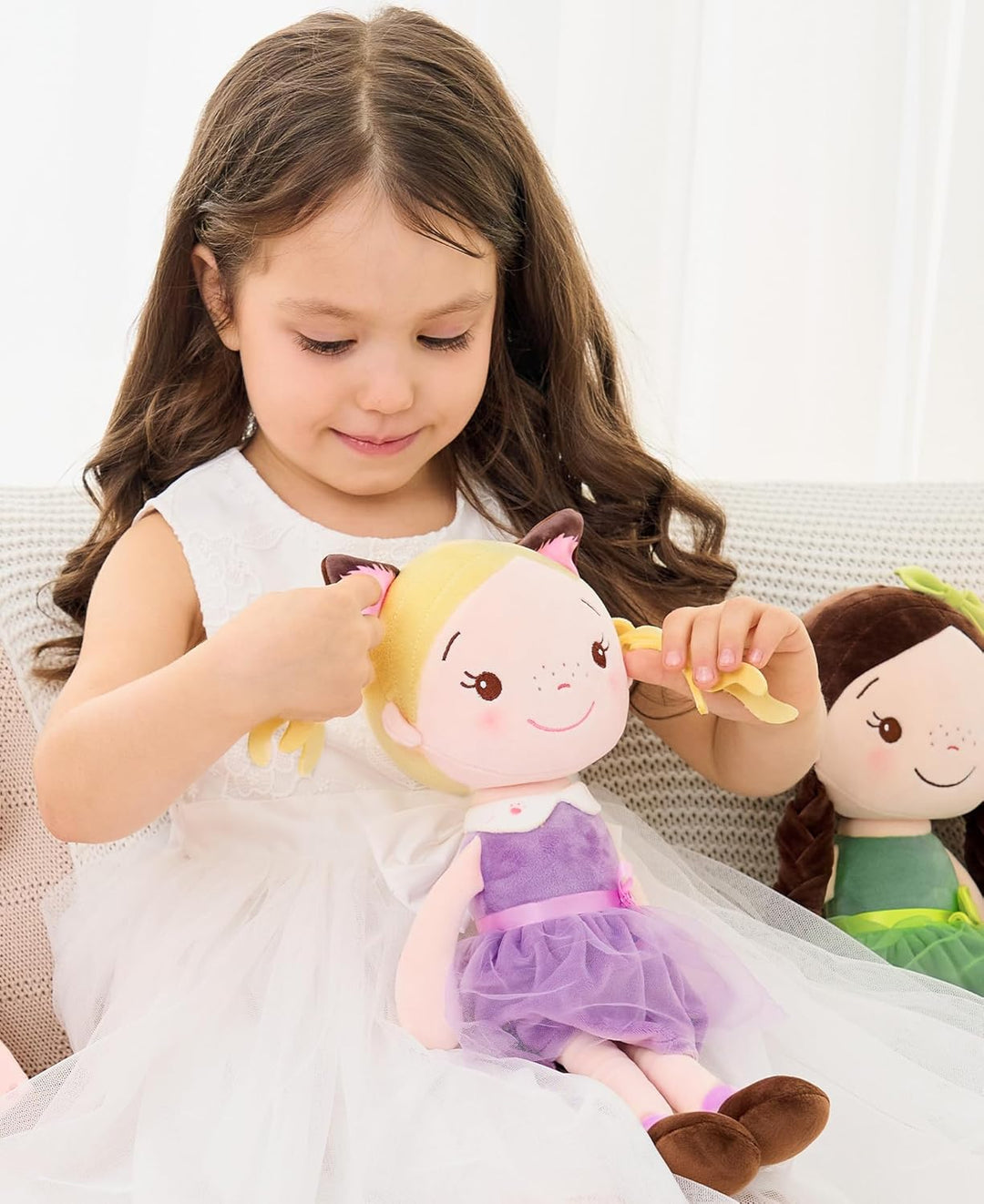 GAGAKU Weiche Stoffpuppe 40cm Schutzengel Puppen, Taufgeschenk für Baby Mädchen Kuscheltier Glücksbr