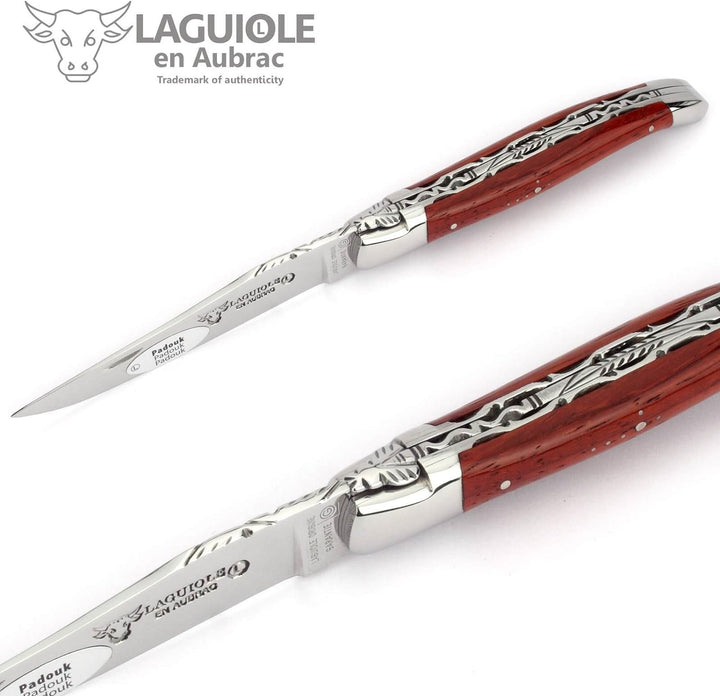 Laguiole en Aubrac Taschenmesser L0712PKIFI 12 cm Doppelplatine, Griffschalen Padouk, Klinge 10 cm g