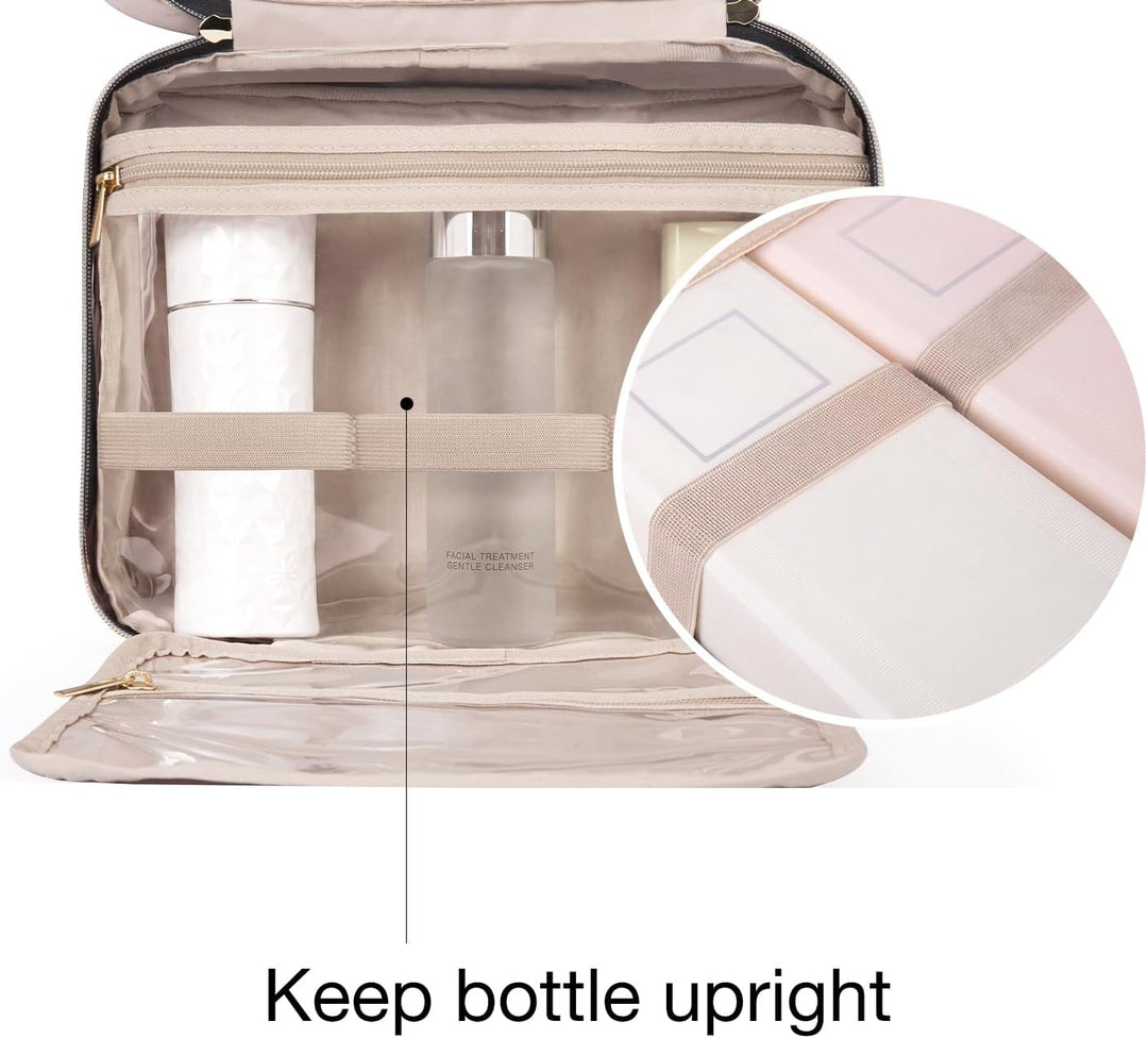 BAGSMART Kulturtasche Reise zum Aufhängen Kulturbeutel Damen für Makeup, Toilettenartikel (Schwarz-G