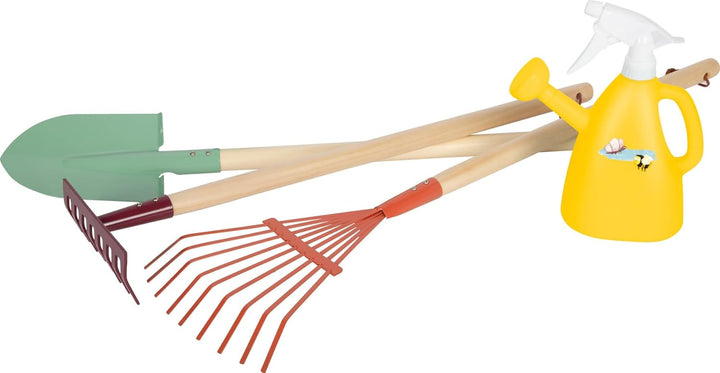 Small Foot Gartenwerkzeug-Set mit Giesskanne „Tiny Garden“, Gartenset mit 2-in-1 Giesskanne und robu