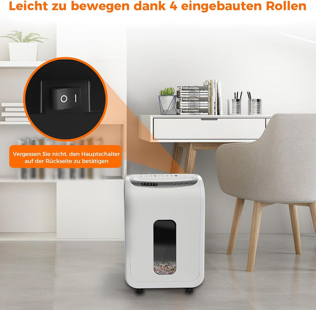 Partikelschnitt Aktenvernichter- Sicherheitsstufe P5 Für Sensible Dokumente, 9 Blatt (80 g/m²), TÜV+