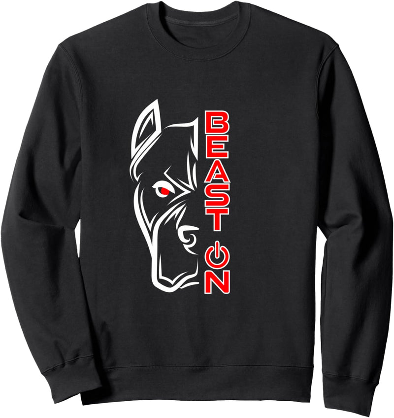 Bulldogge Kopf Beast ON Rot Gym Workout Fitness Training Sweatshirt