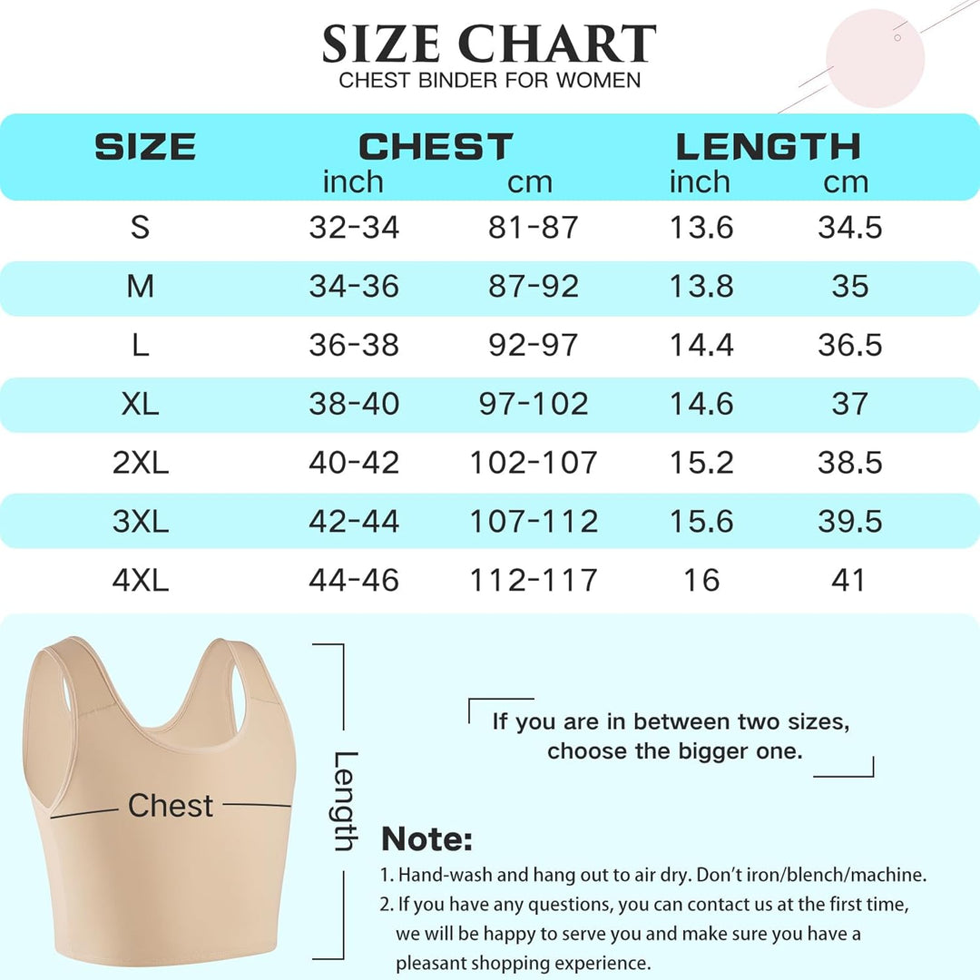 XUJI Halb Brust Binder Transgender Kompression FTM Pullover Design Binder 3XL Nude, 3XL Nude