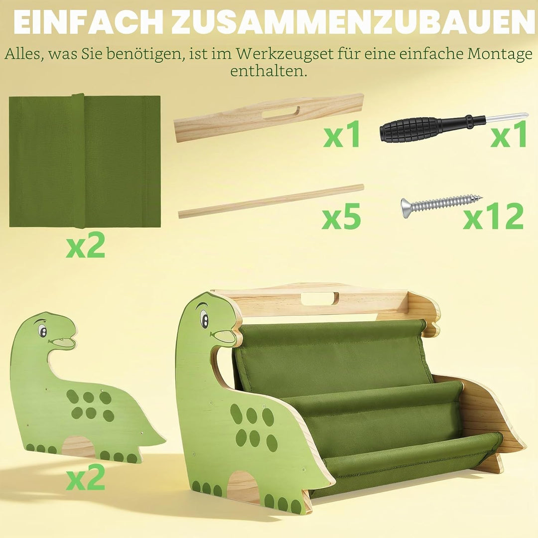 Bücherregal Kinder, Montessori Kinder Buchständer aus Holz mit 4 Ablagen, Kinderregal für Buchaufbew