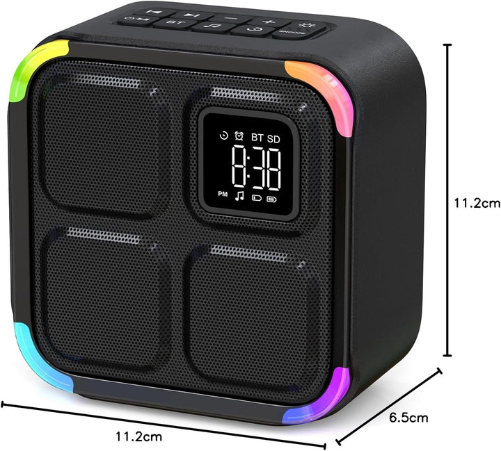 APUZOM Bluetooth Lautsprecher mit Wecker 30 Natural Sounds | 5-in-1: Nachtlicht, Tischuhr, Schlaf Ti