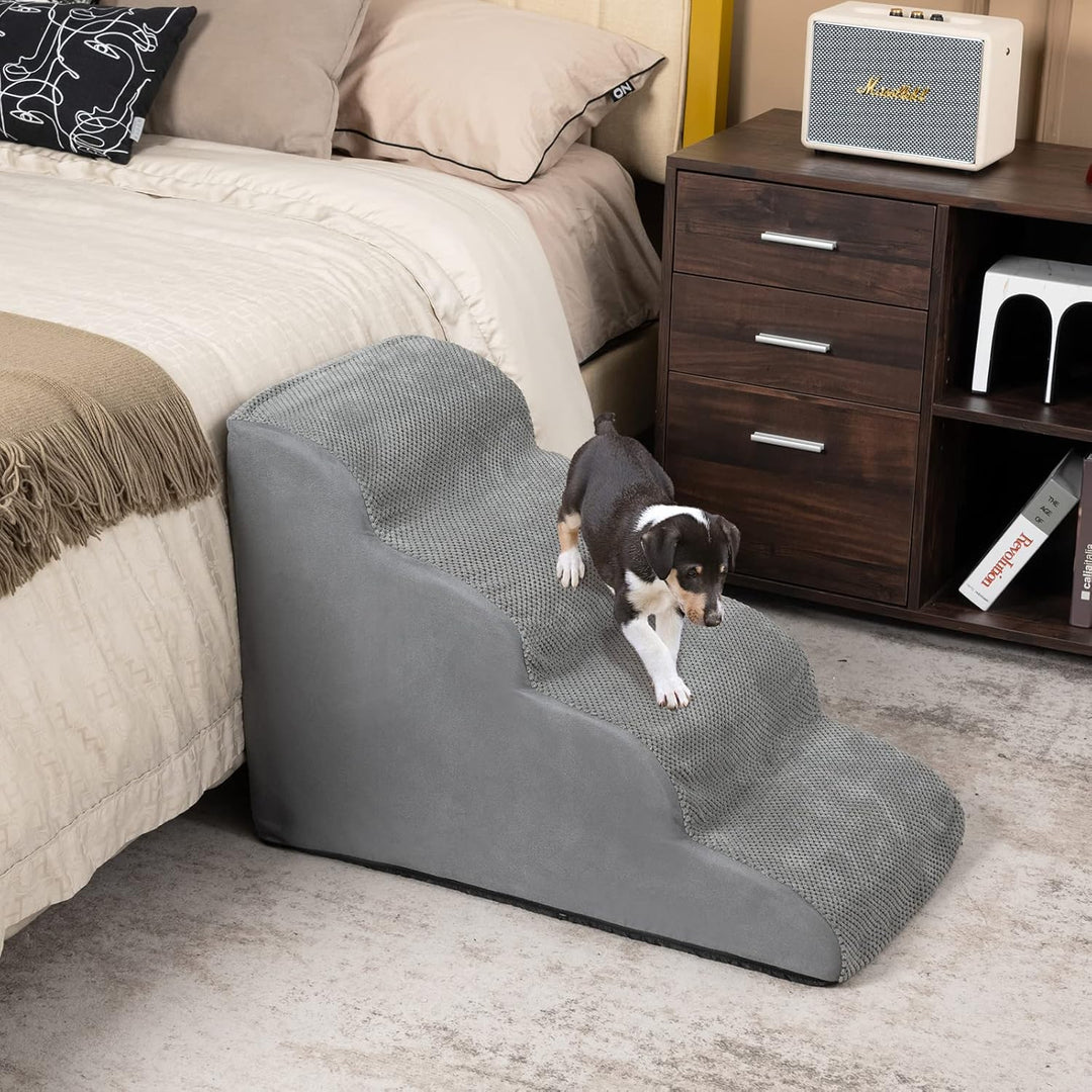 COSTWAY Hundetreppe 4 Stufen, rutschfeste Hundestufe aus Schaumstoff, Haustiertreppe für Hunde Katze