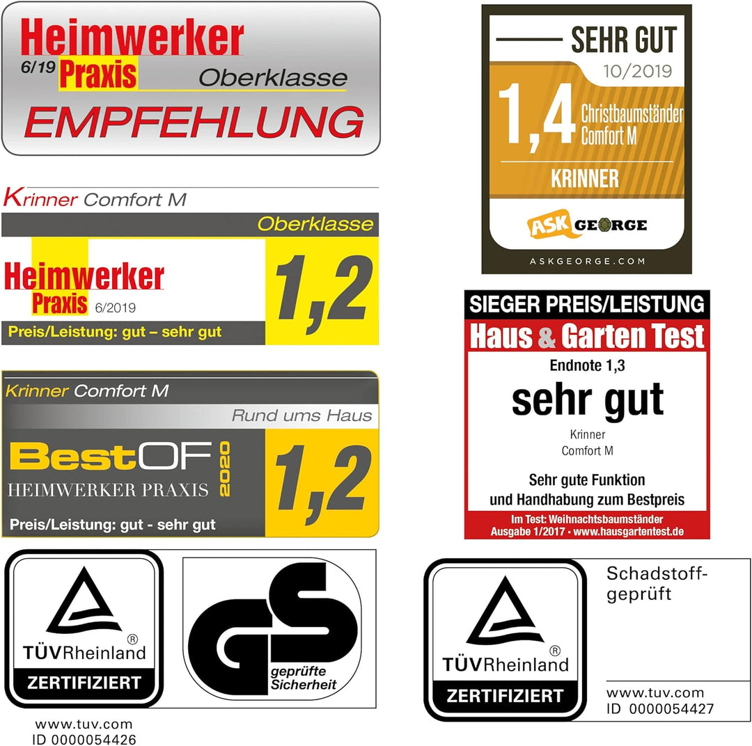 Krinner Christbaumständer Set Comfort M + Unterlegdecke rot (Baumhöhe bis 2,50 m, Stammdurchmesser 1