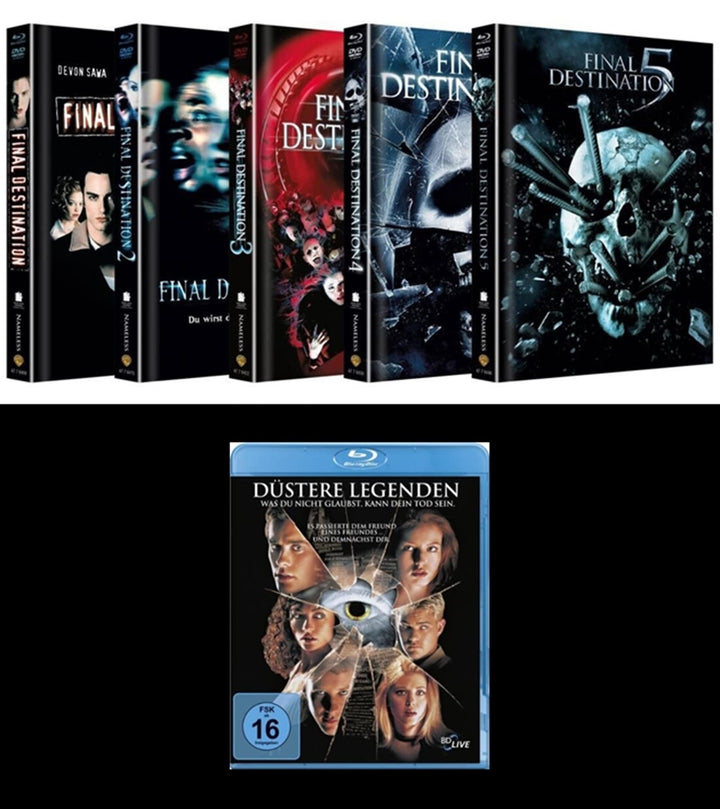Mediabook FINAL DESTINATION Teil 1 2 3 4 5 COLLECTION 5 BLU-RAY + 5 DVD + Bonus DÜSTERE LEGENDEN Lim
