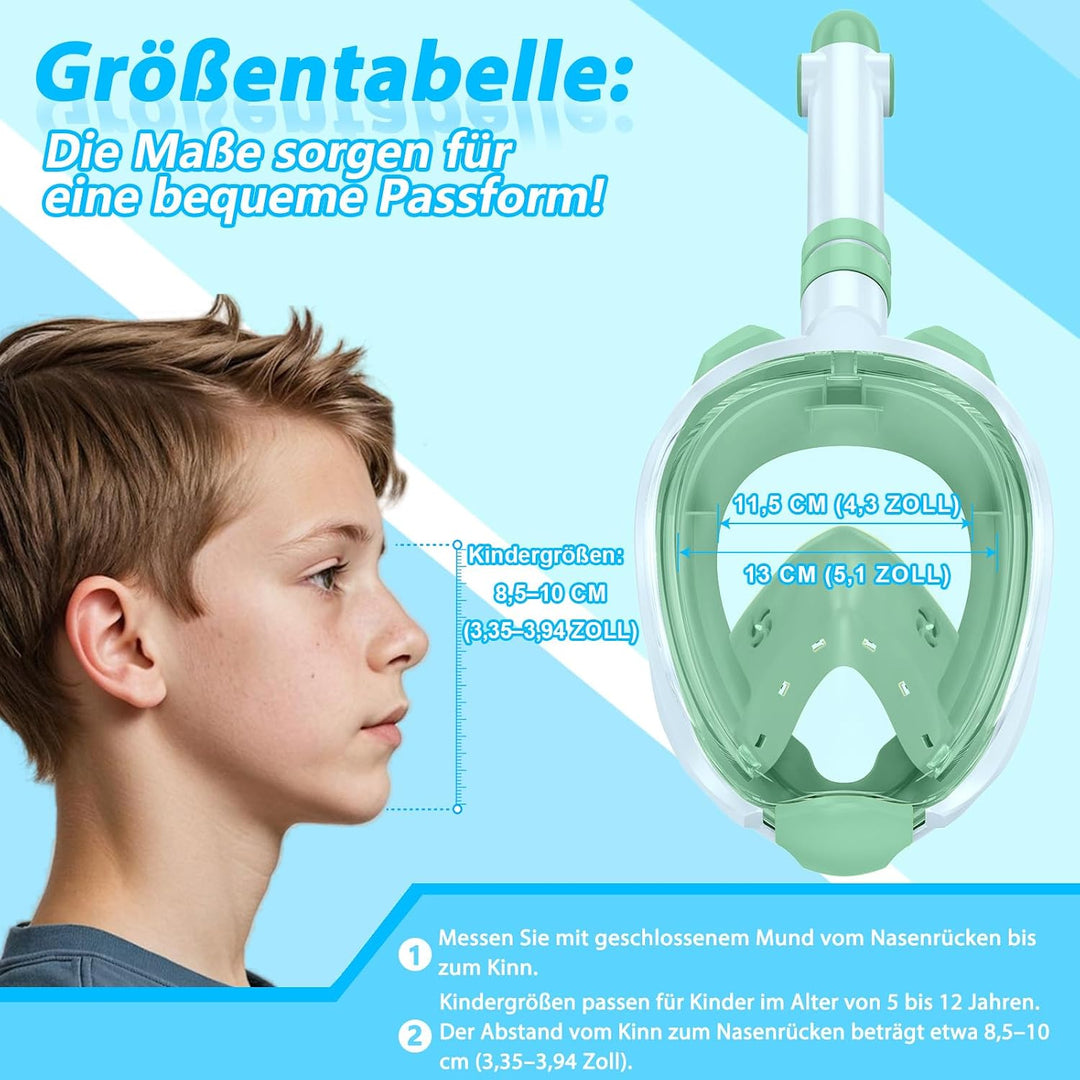 X99 Schnorchelmaske Vollmaske,180-Grad-Sicht Anti-Fog Tauchmaske mit Sportkameras Kompatible, Tauche