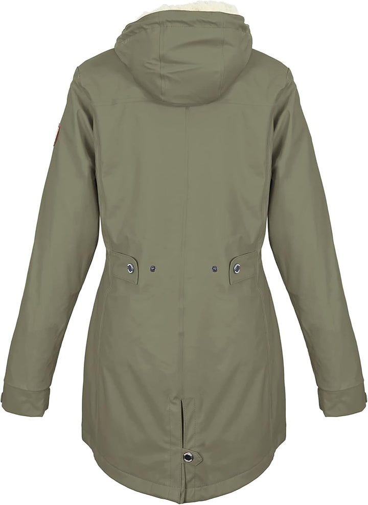 Regenliebe Damen Regenmantel wasserdicht Friesennerz mit Teddyfleece gefüttert 36 oliv, 36 oliv