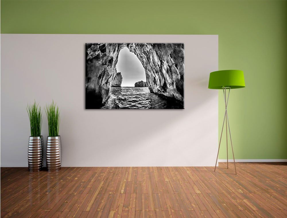 Pixxprint Felstor im Meer als Leinwandbild/Grösse: 100x70 cm/Wandbild/Kunstdruck/fertig bespannt, 10