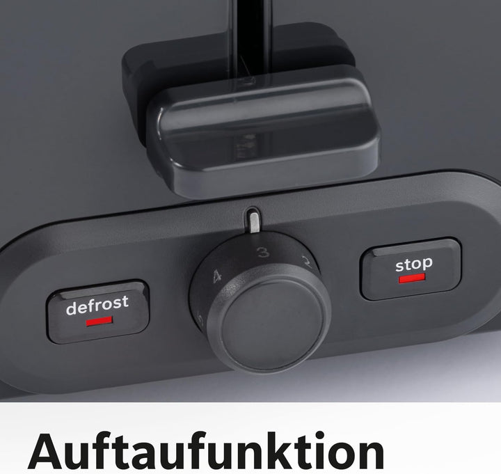Bosch Kompakt Toaster DesignLine TAT4P420DE, integrierter Edelstahl-Brötchenaufsatz, mit Abschaltaut