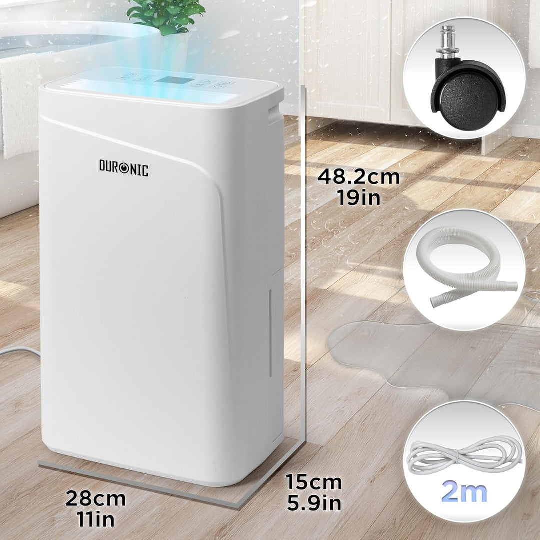 Duronic DH121 Luftentfeuchter, elektrischer Entfeuchter für 25 m² Räume, leiser Raumentfeuchter mit