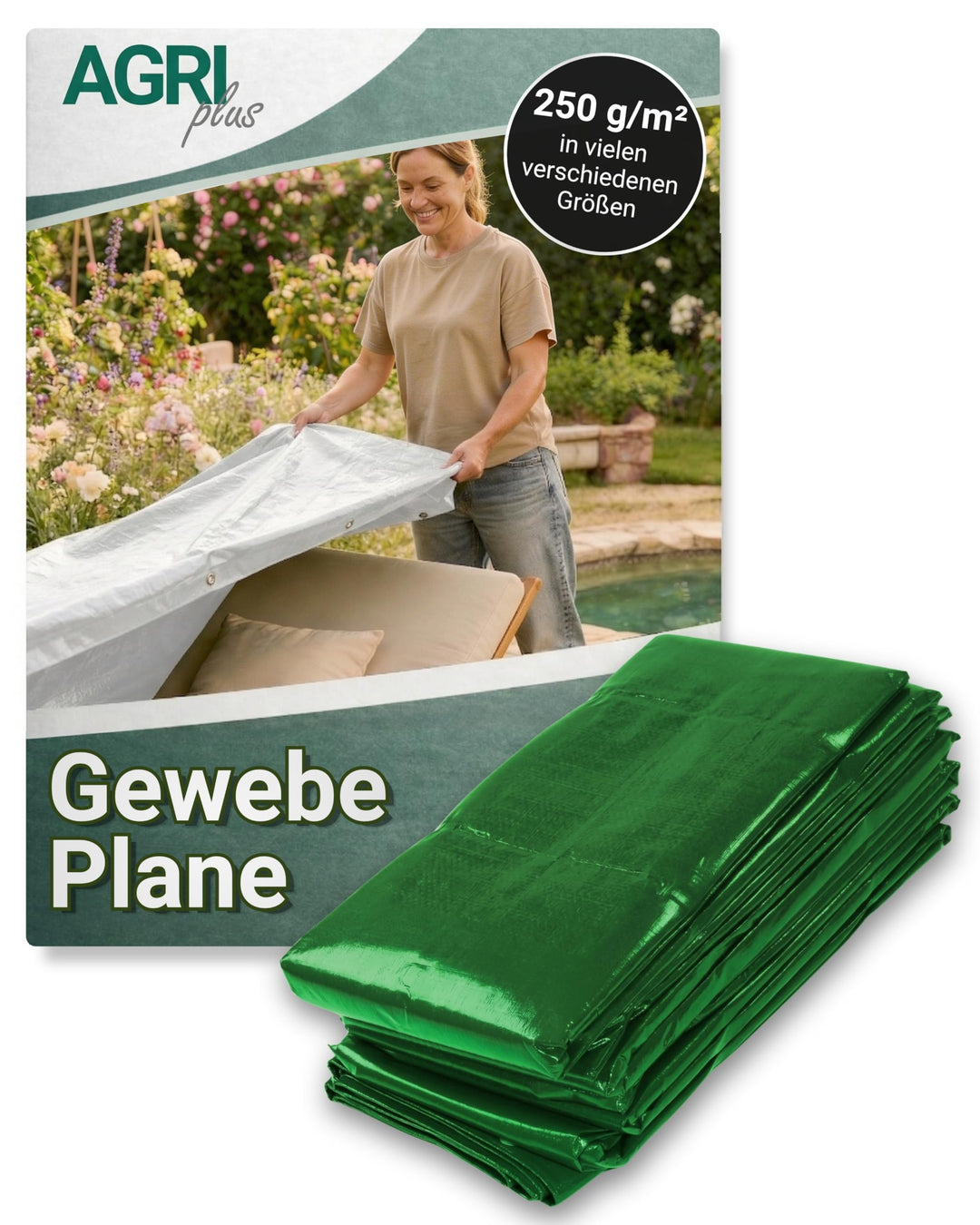 AGRI plus Gewebeplane mit Ösen I 8 x 10 m I Verschiedene Grössen I 250 g/m² Folienstärke I Stabile &