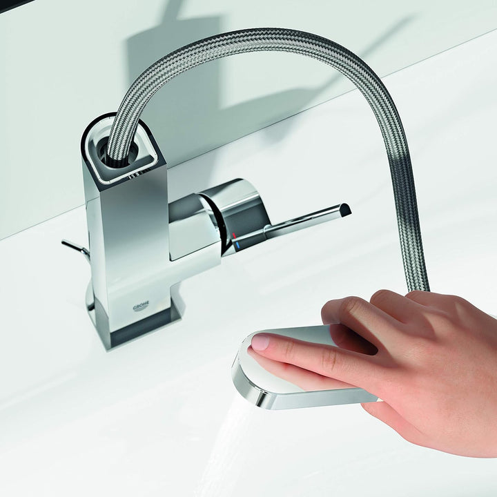 Grohe Plus Badarmatur - Einhand-Waschtischbatterie, L-Size chrom herausziehbarer Auslauf mit Zugstan