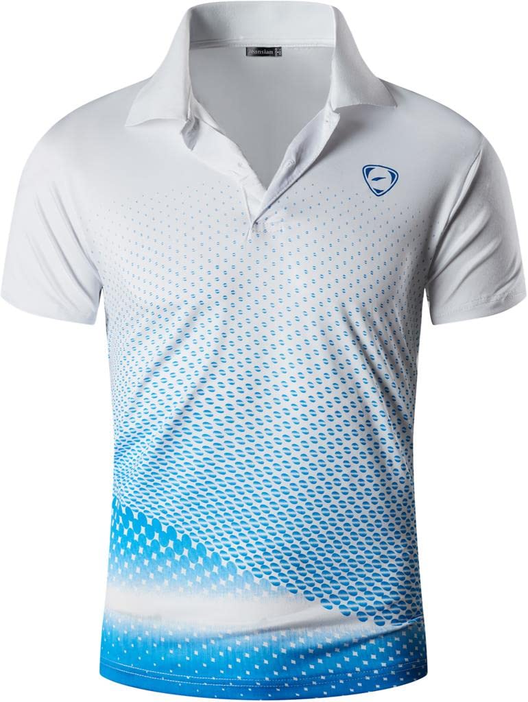 Jeansian Herren Kurzarm Passform Sport Polo Tee Shirts T-Shirts Tops Poloshirt Golf Tennis Picklebal