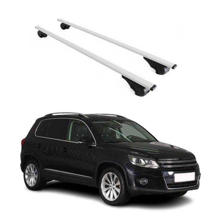 OMAC Dachträger Grundtäger kompatibel mit VW Tiguan mk1 2007-2016 75kg Metall Silber 2 TLG