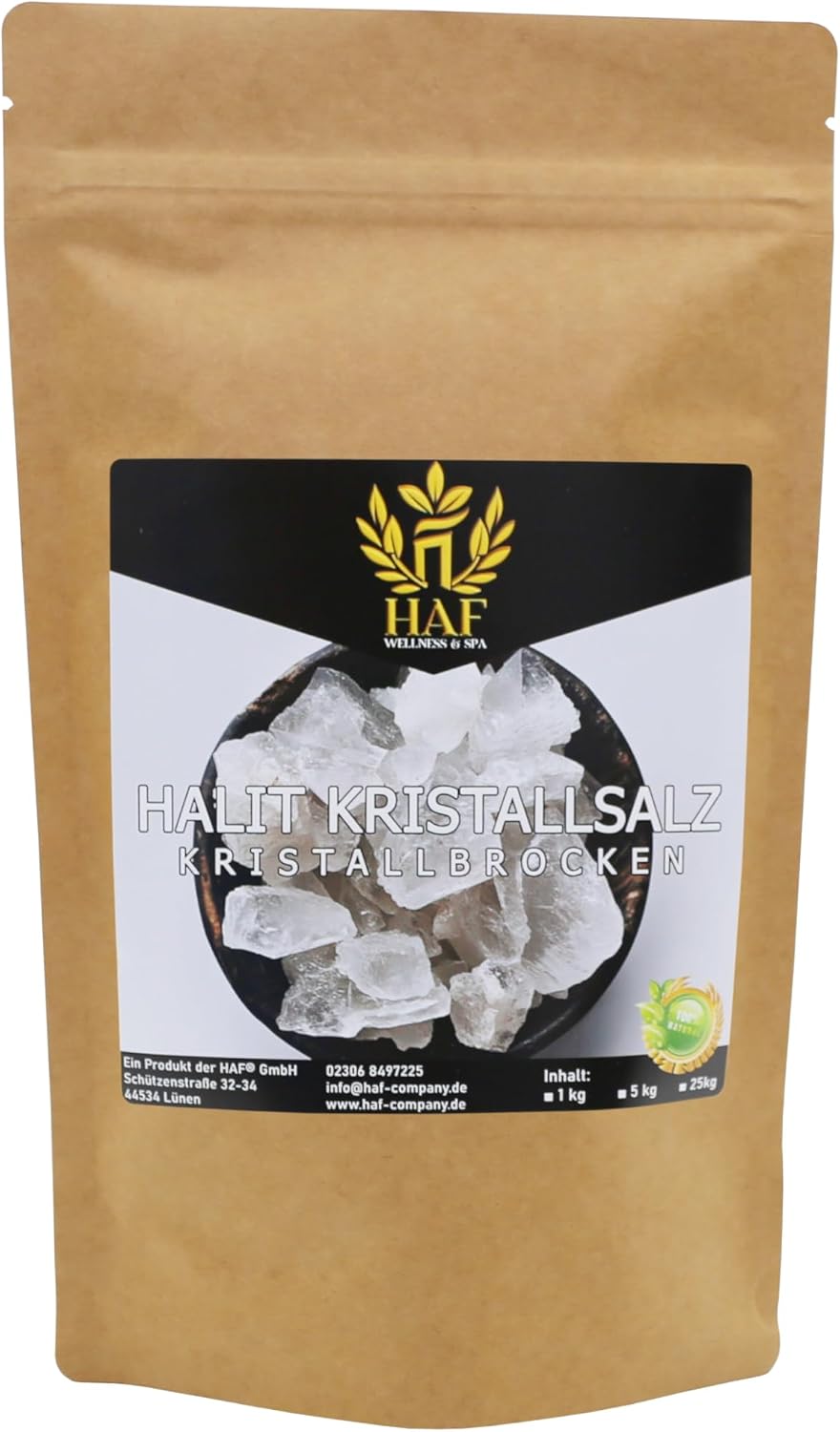 HAF® Weisse Halit Salzbrocken 3 kg | Grobe Steinsalz Brocken ohne Zusätze und naturbelassen aus der