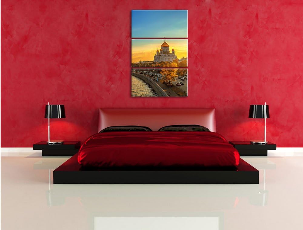 Pixxprint Sonnenuntergang in Moskau als Leinwandbild/Grösse: 3 Teilig (120x80) cm/Wandbild/Kunstdruc
