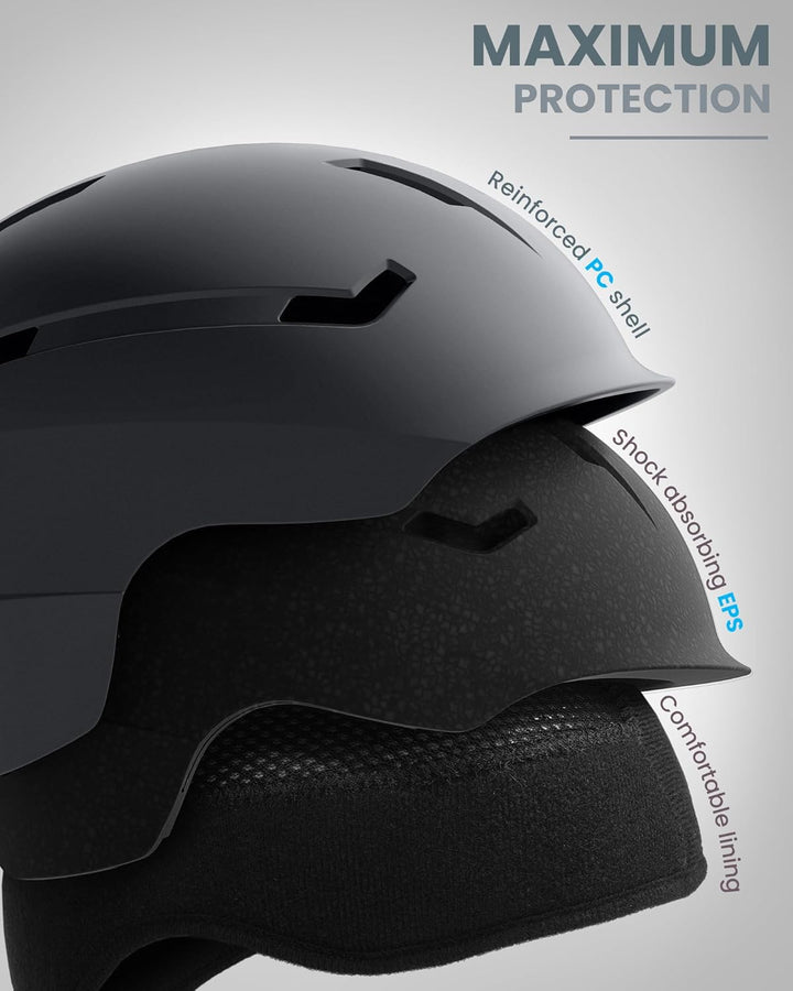 OutdoorMaster Skihelm-Set, Snowboard-Helm mit Brille für Erwachsene - 12 Belüftungsöffnungen - Skihe