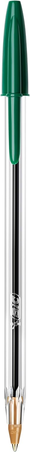 BIC 8373629 Kugelschreiber Cristal Medium, 50 Kulis in Grün fürs Büro, Strichstärke 0,4 mm, Dokument