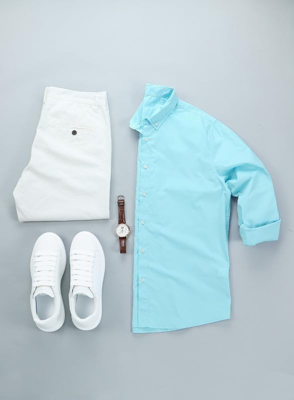 JMIERR Leinenhemd Herren Langarm Hemden Button Down Shirts Casual Freizeithemd Regular Fit Baumwolle