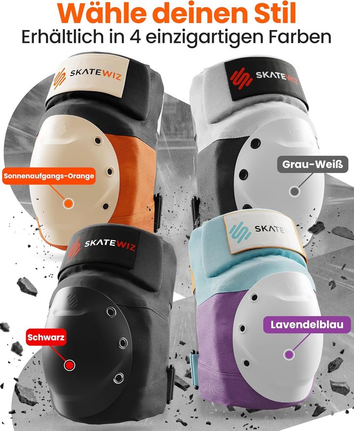 SKATEWIZ Inliner Schoner Erwachsene und Jugendliche mit Neopren-Sleeves - Protektoren Set [6er] SHIE