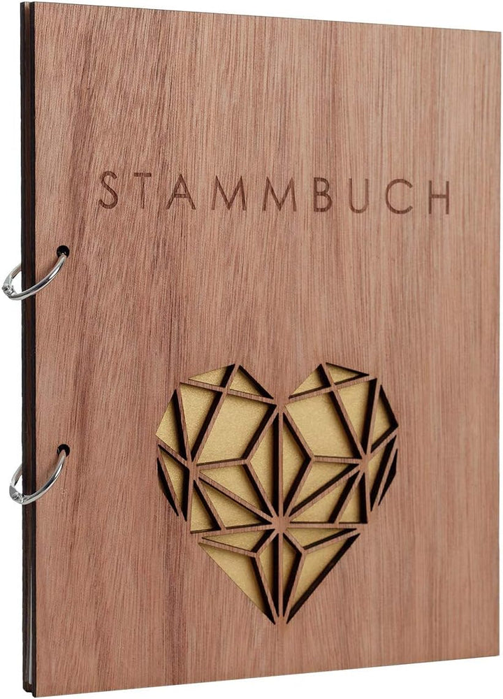 Hochzeitideal Stammbuch der Familie Familienstammbuch Holzcover inkl. Lasergravur (Serie Geometric)
