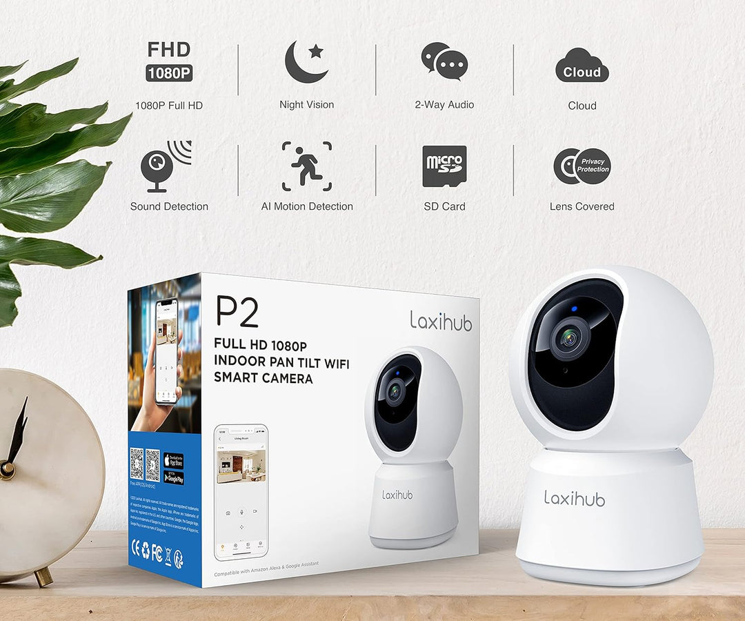 LAXIHUB 5MP Hundekamera mit App Überwachungskamera Innen Baby, 2.4G/5GHz Dual-Band WLAN Haustier Kam