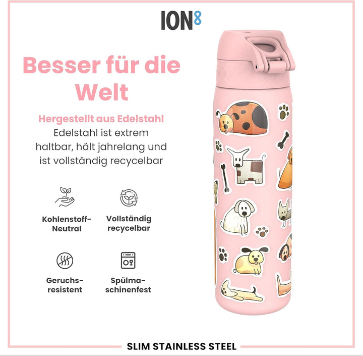 ion8 Leicht Stahl-Trinkflasche 600 ml Nicht IsoliertAuslaufsicher Einhandöffnung Sichere Verriegelun