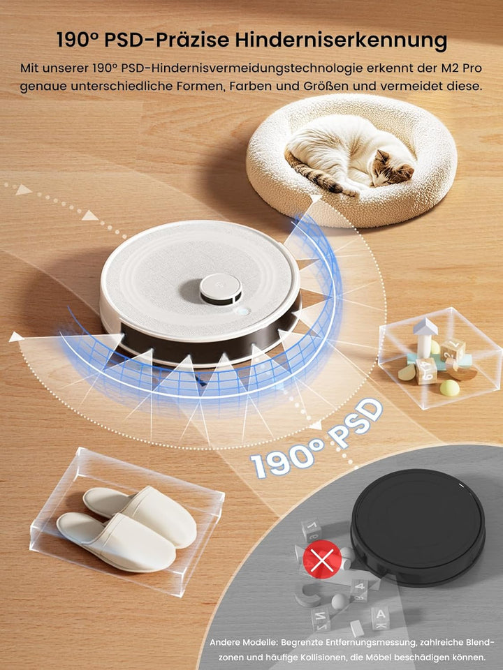 LEFANT M2 Pro Saugroboter mit Wischfunktion, Staubsauger Roboter mit Automatischer Staubentleerung,