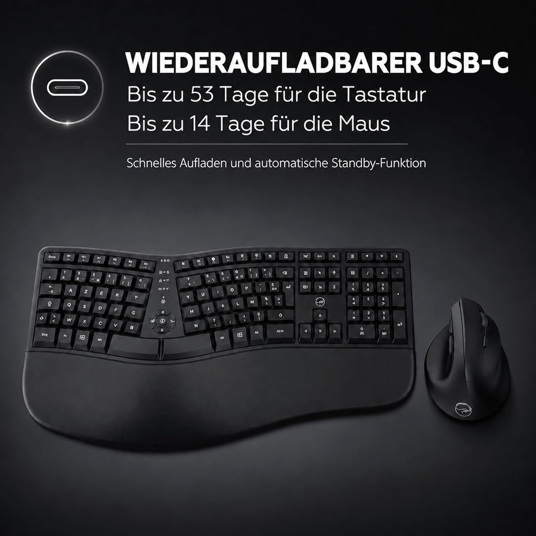 Mobility Lab Ergo C30W - Ergonomisches Kabellos-Set mit verstellbarer Neigung - AZERTY Layout - Repo