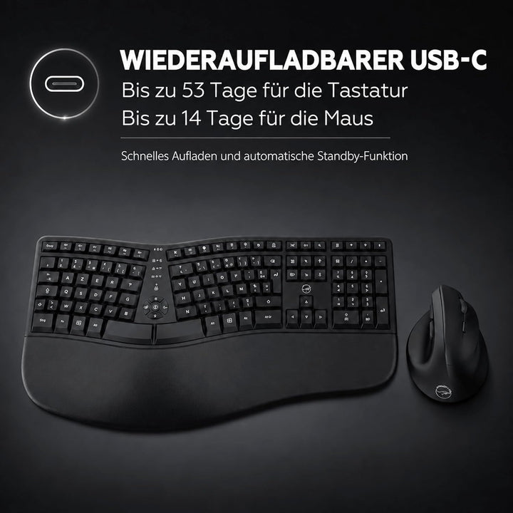 Mobility Lab Ergo C30W - Ergonomisches Kabellos-Set mit verstellbarer Neigung - AZERTY Layout - Repo