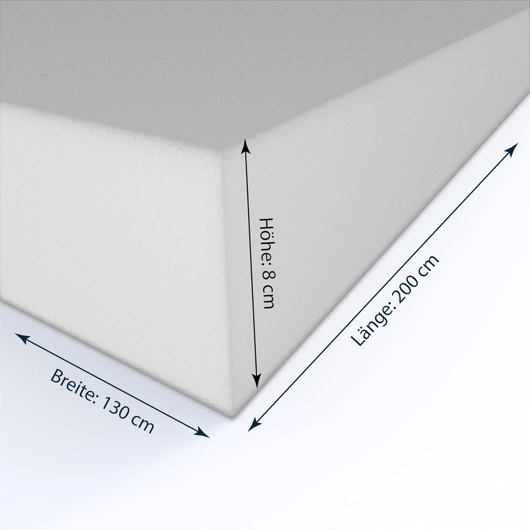 MSS e.K. Schaumstoffplatte Polster Auflage Topper - 200 x 130 x 8 cm - RG27/45 8 cm 130 x 200 cm, 8