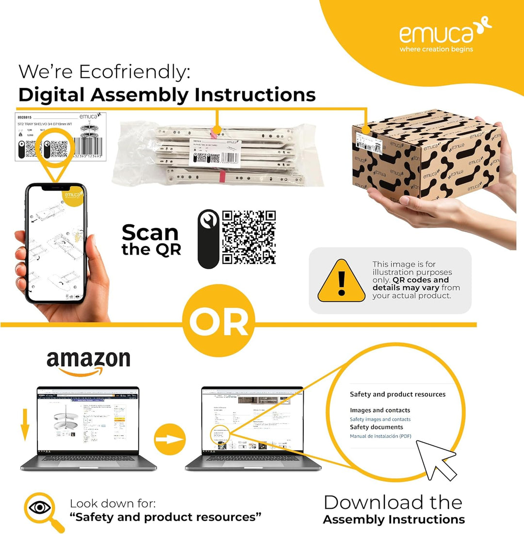 Emuca - Küchenabfalleimer mit unterseitiger Befestigung, ausziehbarer Recycle-Mülleimer, 1x20 L, Sta