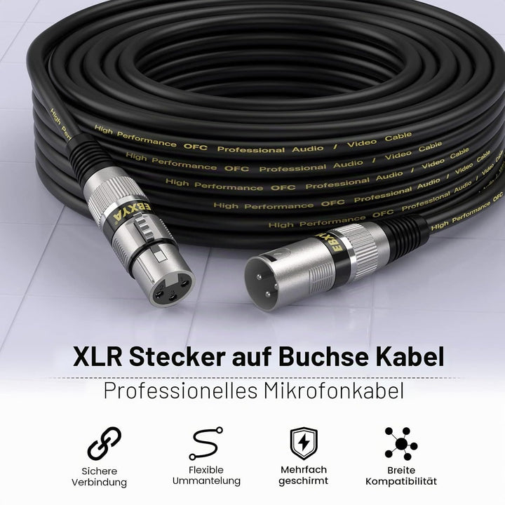 EBXYA XLR-Kabel Mikrofonkabel 1 m/3 Fuss, 10er-Pack, Mic-Patch-Farbkabel – Stecker auf Buchse, XLR-B