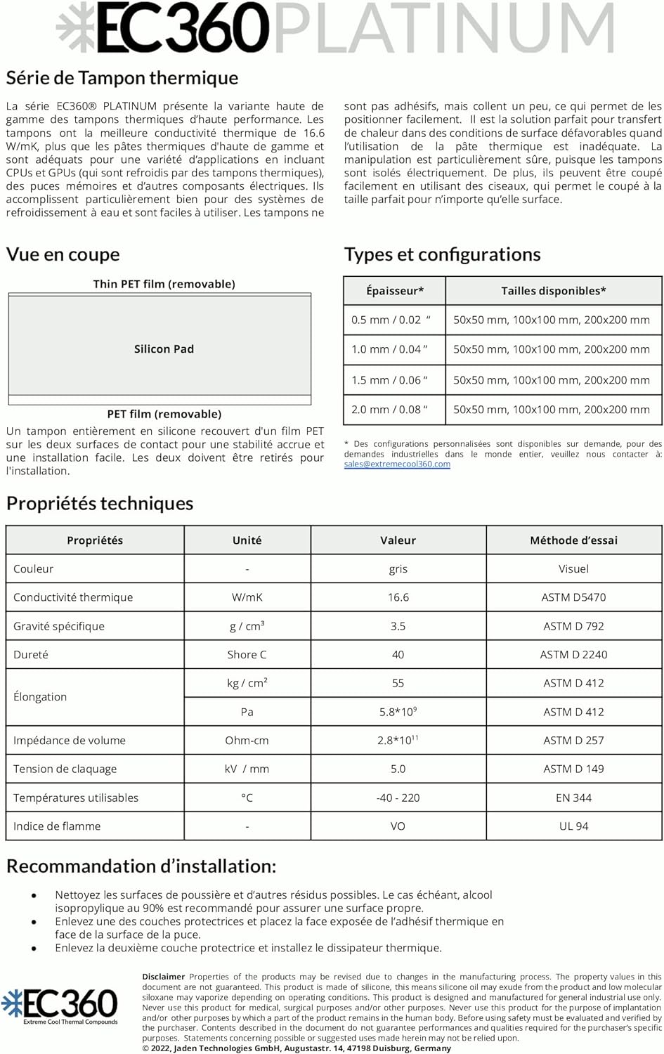 EC360® PLATINUM SOFT 16,6W/mK Wärmeleitpad (100 x 100 x 1,0 mm, Soft), 100 x 100 x 1,0 mm, Soft