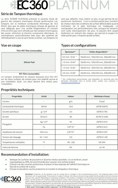EC360® PLATINUM SOFT 16,6W/mK Wärmeleitpad (100 x 100 x 1,0 mm, Soft), 100 x 100 x 1,0 mm, Soft