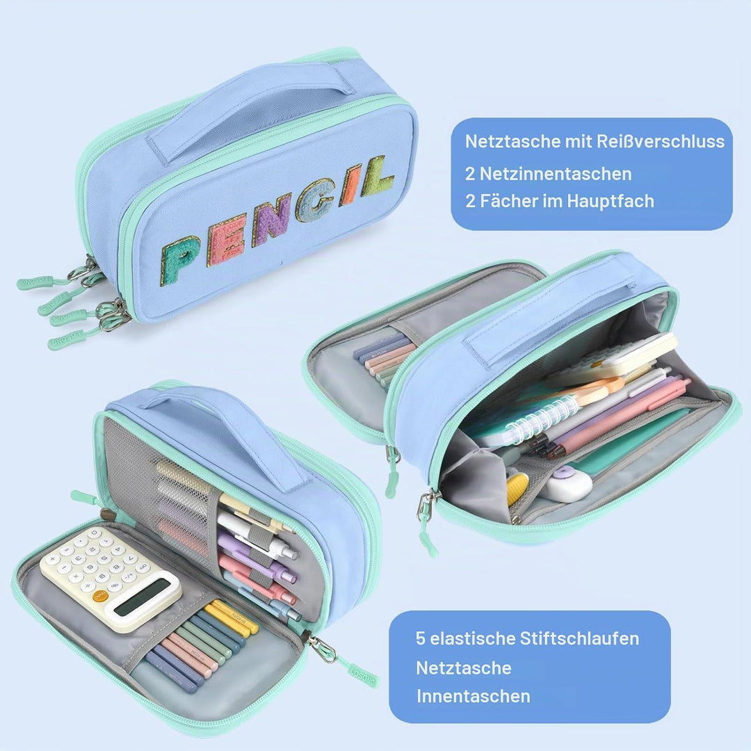 Federmäppchen Niedliches Federmäppchen für Mädchen, geräumige Federtasche mit Griff für Schule und B