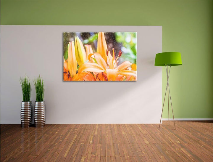 Pixxprint Lilien als Leinwandbild/Grösse: 100x70 / Wandbild/Kunstdruck/fertig bespannt, 100x70