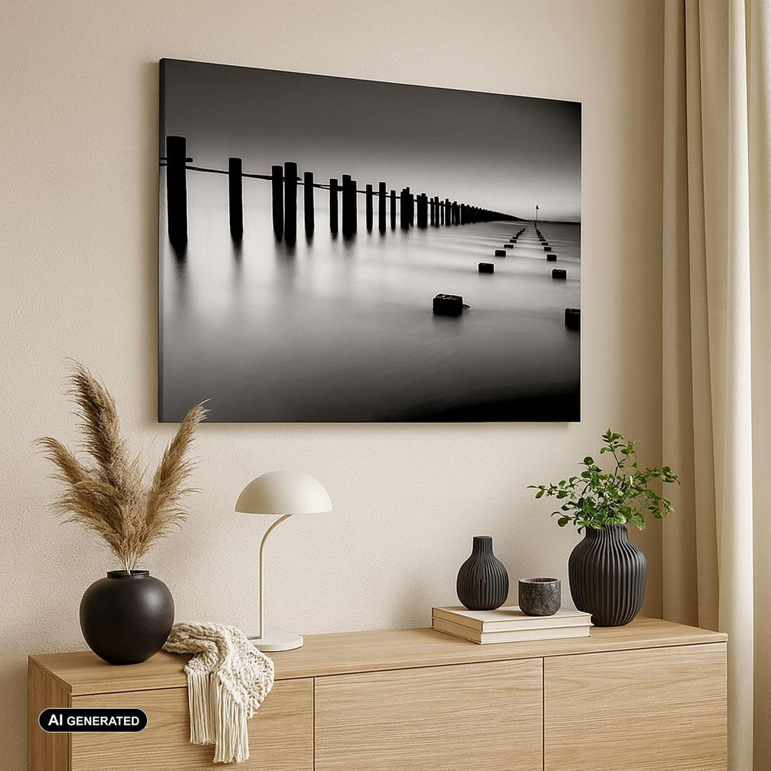 Bilder auf Leinwand 100x70cm Leinwandbild Meer Ufer Ozean Horizont Gross Wanddeko Bild Schlafzimmer