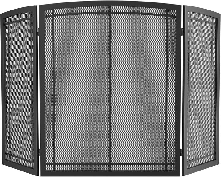 FireBeauty Funkenschutzabdeckung für Kamin, 3 Paneele, Schmiedeeisen, schwarzes Metall, 121,9 cm (L)