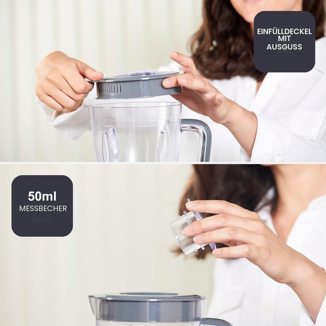 BLACK+DECKER Standmixer | 500W | 2 Geschwindigkeiten | Pulse-Funktion | Glaskrug | 1,5L | Edelstahlm