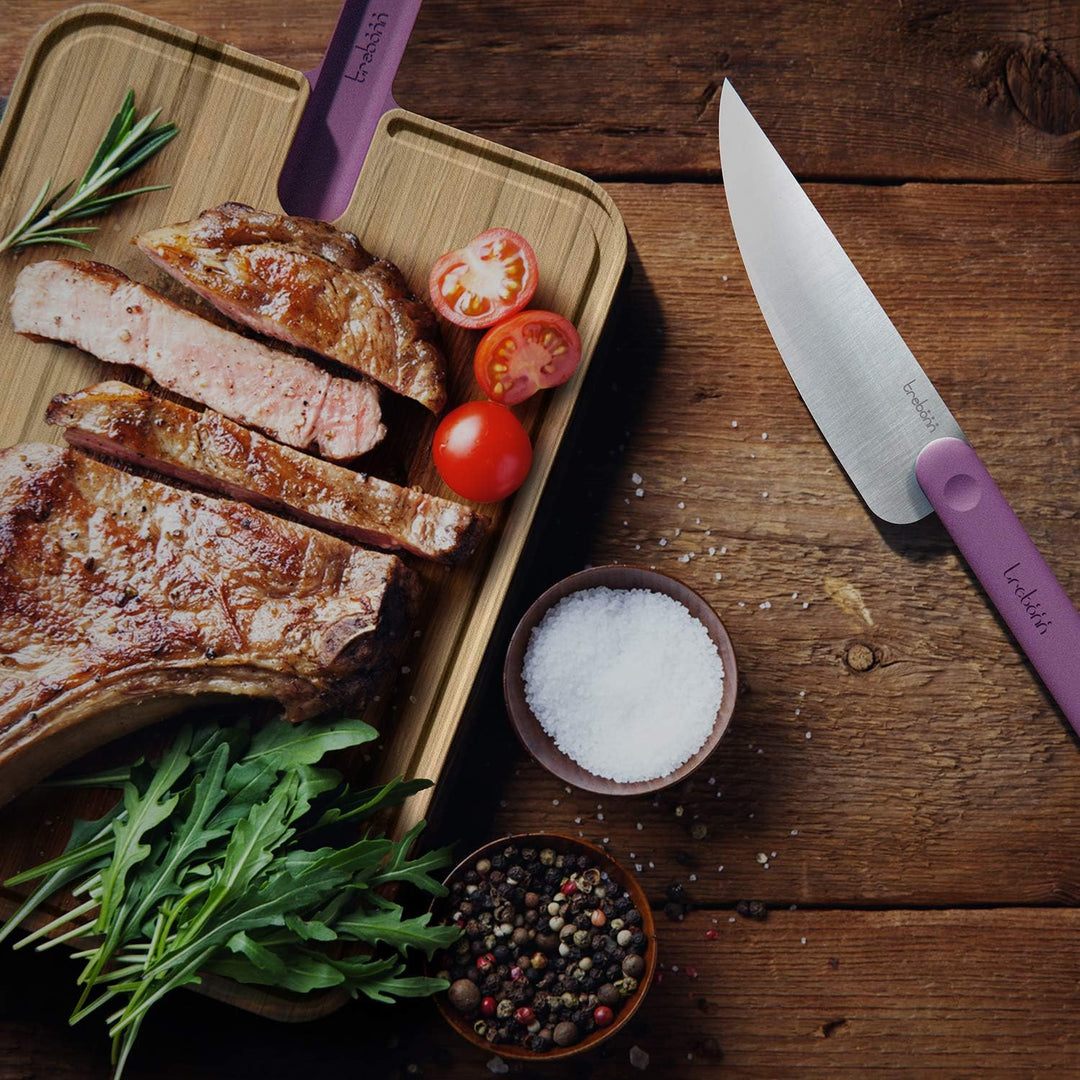 Trebonn - Artù Integrated Knife Chef Schneidebrett aus Bambus mit integriertem Chef-Messer, 43 x 24