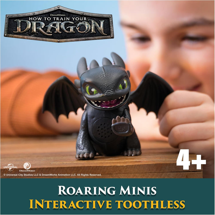 Dreamworks How to Train your Dragon, Interaktiver Mini-Drache Ohnezahn, Figur mit Soundeffekten, Spi