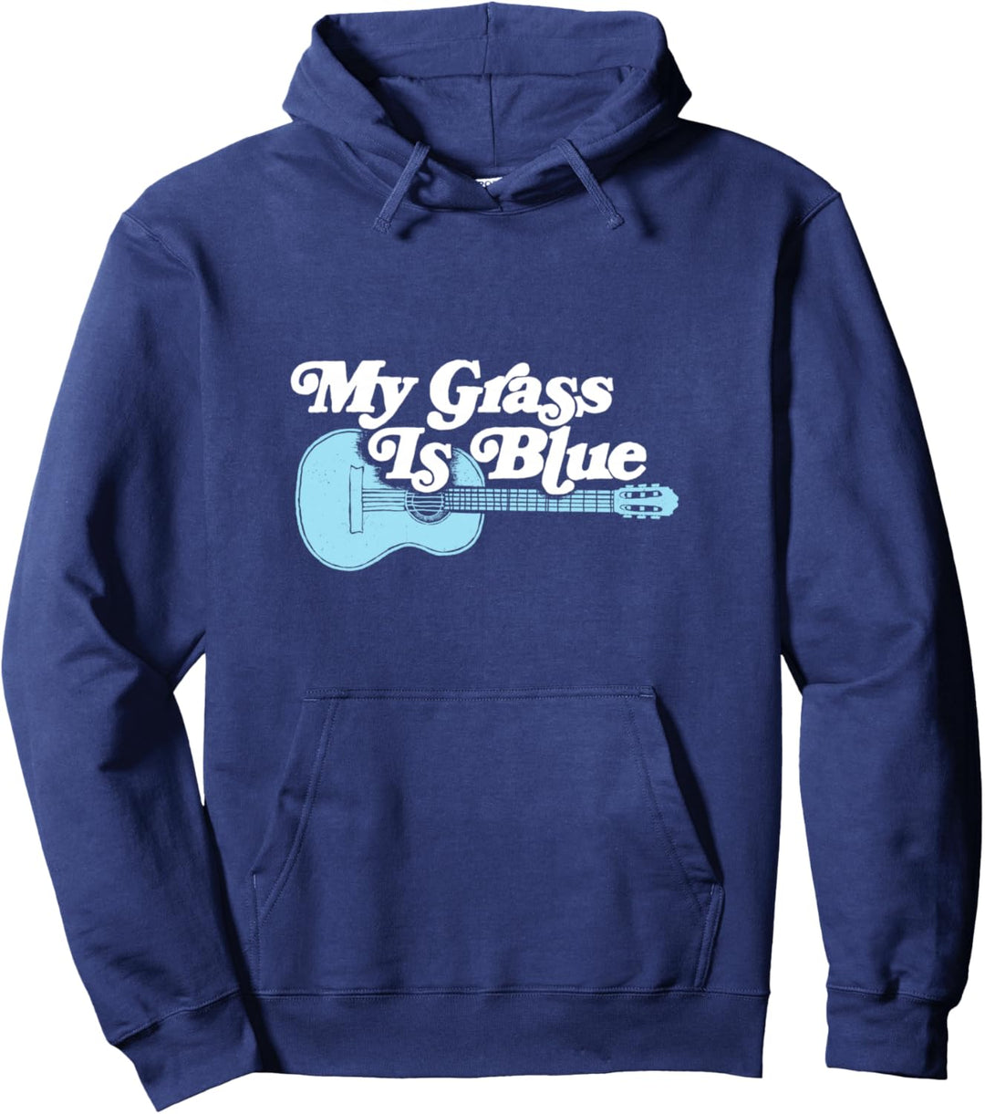 Vintage My Grass Is Blue Bluegrass Music Retro Guitar Pullover Hoodie